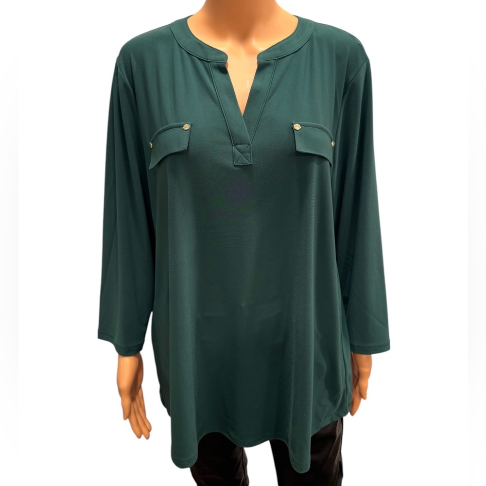 JONES NEW YORK Long Sleeve  Blouse Forest Green NWT XL